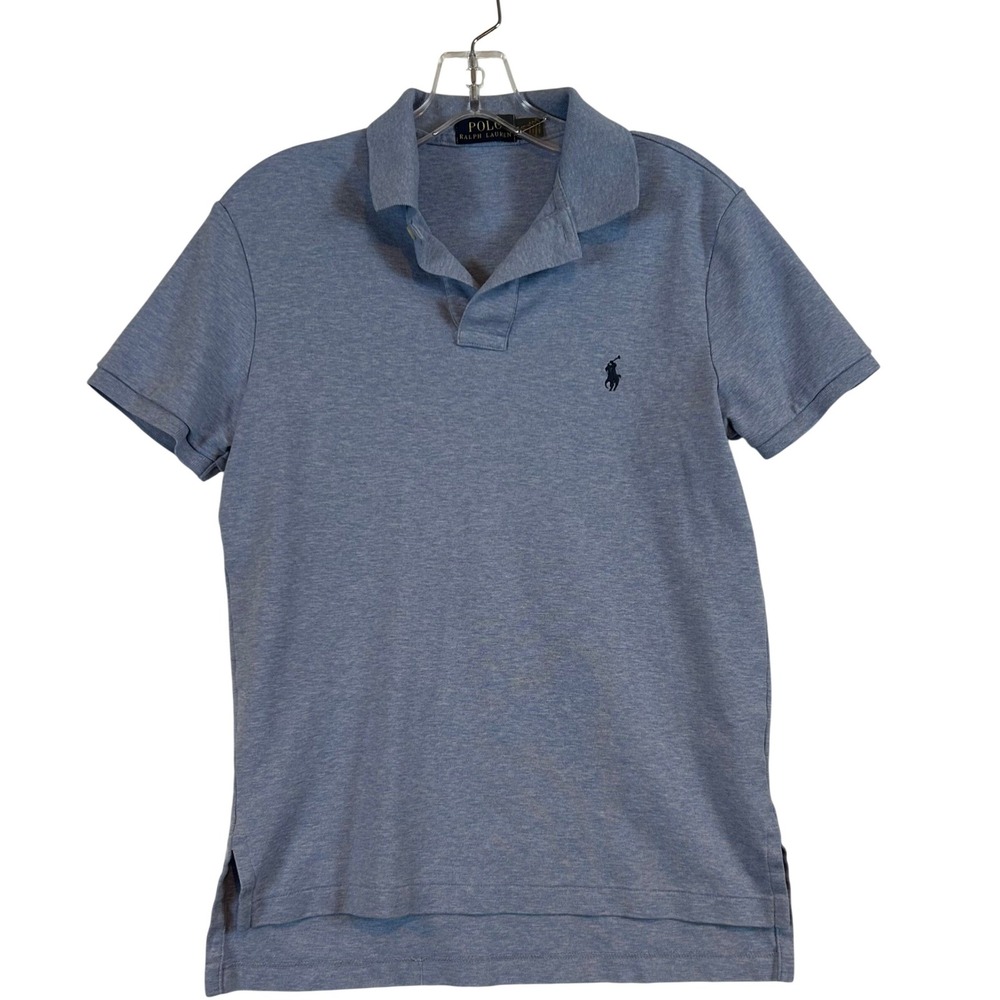 Polo Ralph Lauren Mens Small Blue Heathered Short Sleeve Jersey Polo Shirt Prep